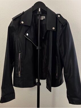 Black Faux Leather Moto Jacket